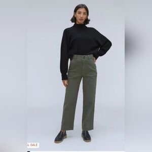 Everlane Organic Cotton Wide-Leg High-Rise Pants in Olive